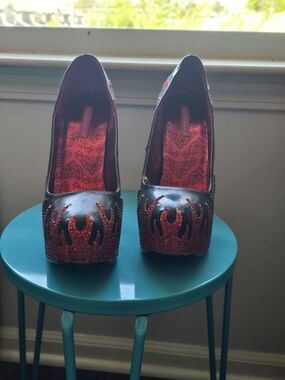 Bordello Red Glitter Platform High Heels for Women